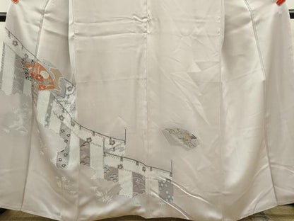 平和屋着物■訪問着　地紙重ね籬草花文　暈し染め　金彩　正絹　逸品　CABF2954ze