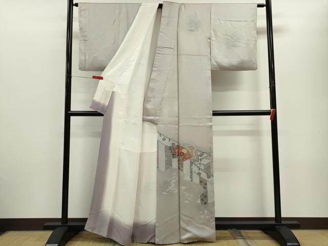 平和屋着物■訪問着　地紙重ね籬草花文　暈し染め　金彩　正絹　逸品　CABF2954ze