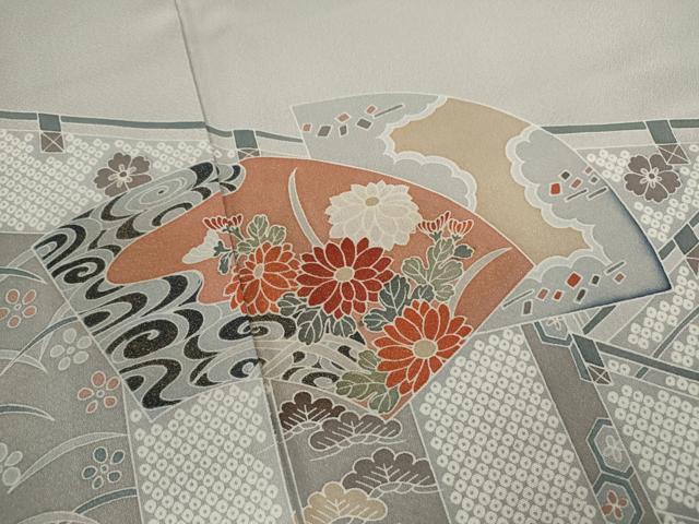 平和屋着物■訪問着　地紙重ね籬草花文　暈し染め　金彩　正絹　逸品　CABF2954ze