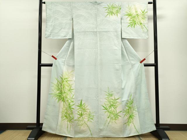 平和屋着物■訪問着 手描き 笹竹文 暈し染め 正絹 逸品 CABF2955ze