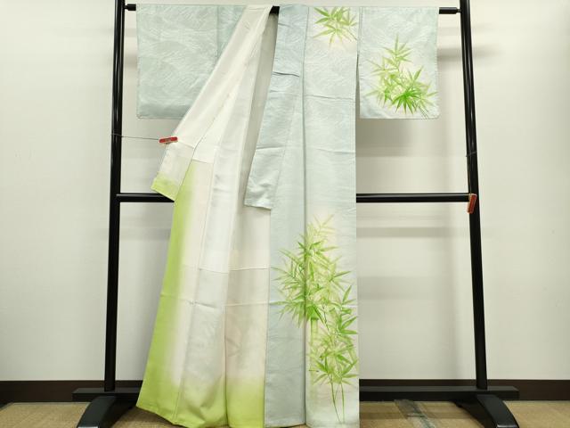 平和屋着物■訪問着 手描き 笹竹文 暈し染め 正絹 逸品 CABF2955ze
