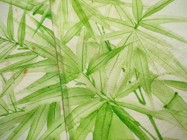 平和屋着物■訪問着 手描き 笹竹文 暈し染め 正絹 逸品 CABF2955ze