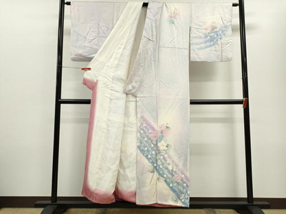 平和屋着物■訪問着　手描き　枝花文　暈し染め　正絹　逸品　CABF2957ze