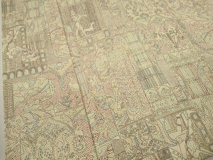 平和屋着物▽本場染大島紬　単衣　人物壁画文様　正絹　逸品　CABF2969ze