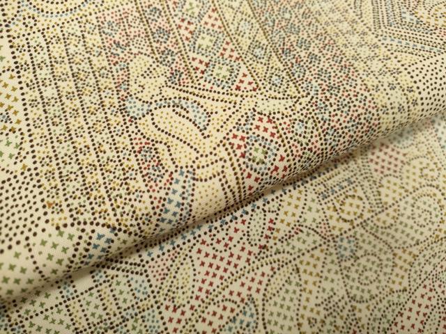 平和屋着物▽本場染大島紬　単衣　人物壁画文様　正絹　逸品　CABF2969ze