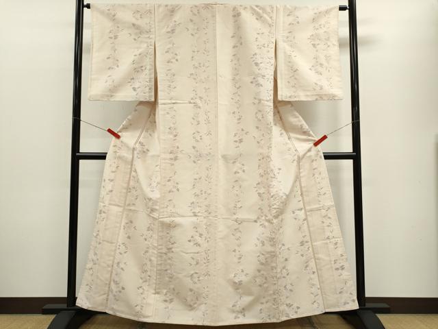 平和屋着物▽上質な紬　単衣　霞枝花文　正絹　逸品　CABF2970ze