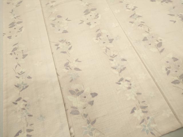 平和屋着物▽上質な紬　単衣　枝花文　正絹　逸品　CAAR4920ut 平和屋着物▽上質な紬 単衣 霞枝花文 正絹 逸品 CABF2970ze