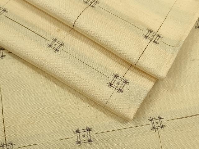 平和屋着物▽上質な紬　単衣　井桁絣　正絹　逸品　CABF2973ze