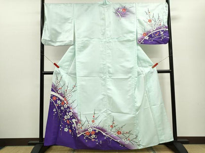 平和屋着物▽訪問着　単衣　枝梅文　暈し染め　洗える着物　CABF2975ze