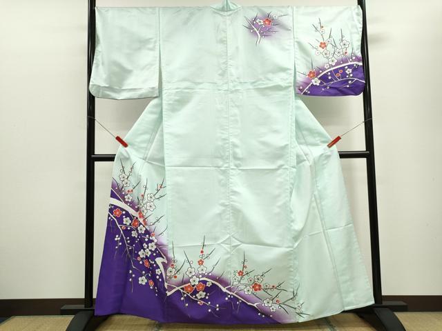 平和屋着物▽訪問着　単衣　枝梅文　暈し染め　洗える着物　CABF2975ze
