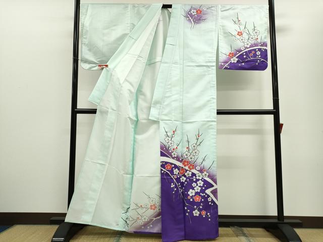 平和屋着物▽訪問着　単衣　枝梅文　暈し染め　洗える着物　CABF2975ze