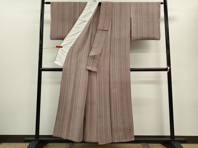 平和屋着物▽上質な小紋　単衣　縞　正絹　逸品　CABF2981ze 平和屋着物▽上質な小紋 単衣 縞 正絹 逸品 CABF2981ze