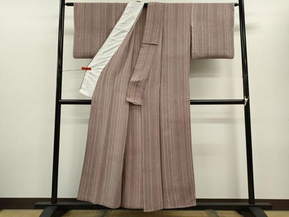 平和屋着物▽上質な小紋　単衣　縞　正絹　逸品　CABF2981ze