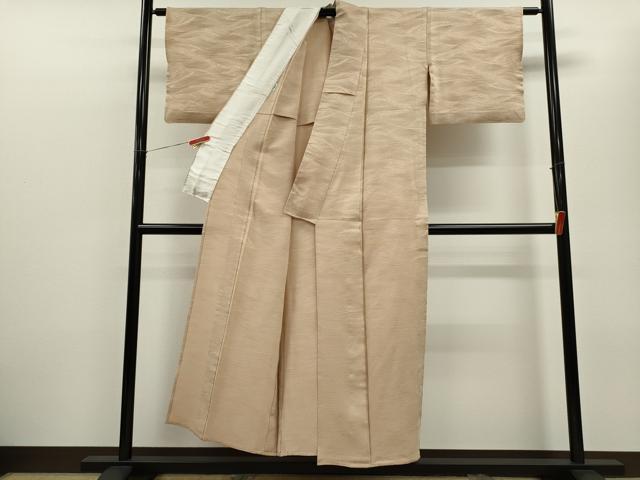 平和屋着物▽上質な色無地　単衣　立波地紋　洗柿色　正絹　逸品　CABF2984ze 平和屋着物▽上質な色無地 単衣 立波地紋 洗柿色 正絹 逸品