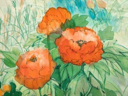 平和屋着物▽訪問着　単衣　手描き　草花文　暈し染め　正絹　逸品　CABF2989ze