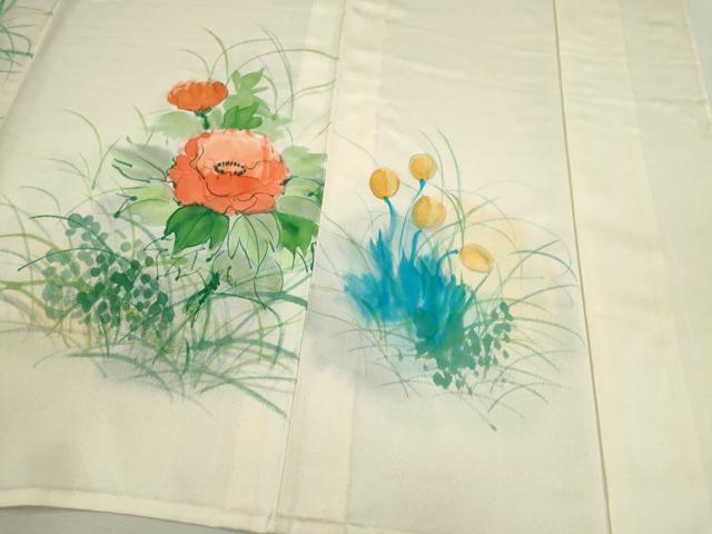 平和屋着物▽訪問着　単衣　手描き　草花文　暈し染め　正絹　逸品　CABF2989ze