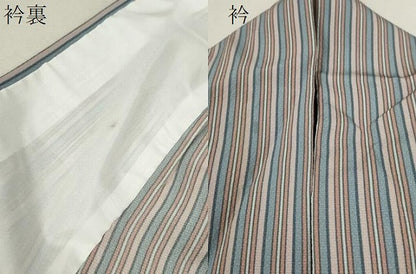 平和屋着物▽上質な小紋　単衣　縞　正絹　逸品　CABF2990ze