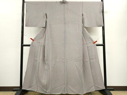 平和屋着物▽上質な小紋　単衣　縞　正絹　逸品　CABF2990ze