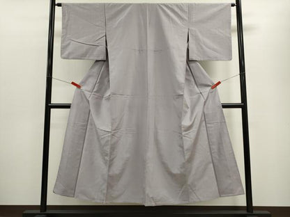 平和屋着物▽上質な紬　単衣　白藤色　正絹　逸品　CABF2997ze