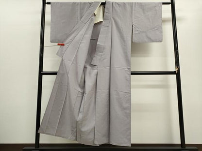 平和屋着物▽上質な紬　単衣　白藤色　正絹　逸品　CABF2997ze