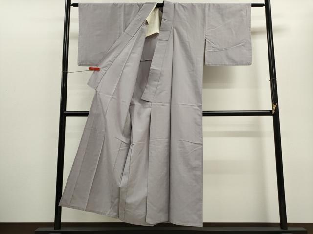 平和屋着物▽上質な紬　単衣　白藤色　正絹　逸品　CABF2997ze