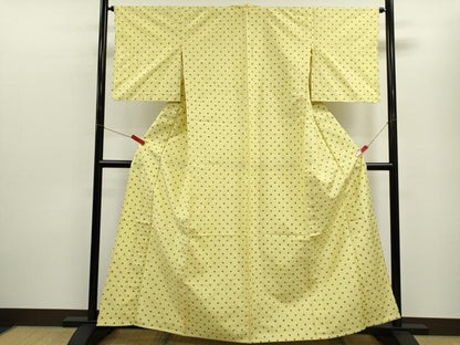 平和屋着物▽上質な紬　単衣　ドット柄　正絹　逸品　CABF2999ze