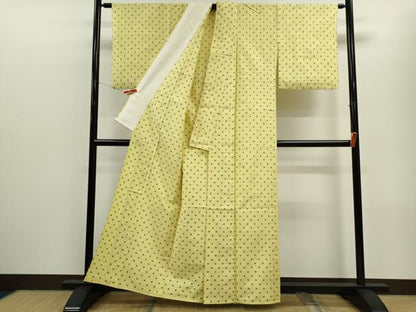 平和屋着物▽上質な紬　単衣　ドット柄　正絹　逸品　CABF2999ze