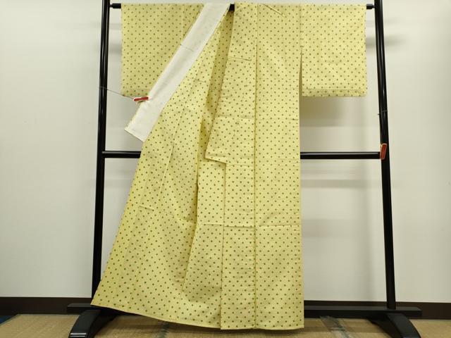 平和屋着物▽上質な紬　単衣　ドット柄　正絹　逸品　CABF2999ze