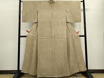 平和屋着物▽名門　藤娘きぬたや・杢目絞り　小紋　単衣　吉祥文　正絹　逸品　CABF3000ze