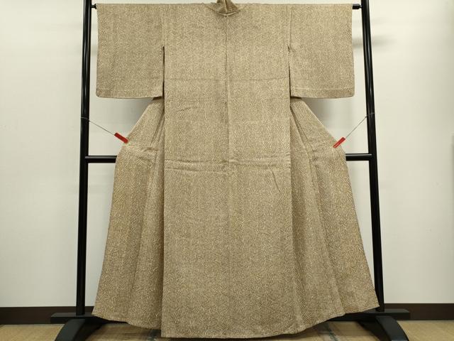 平和屋着物▽名門　藤娘きぬたや・杢目絞り　小紋　単衣　吉祥文　正絹　逸品　CABF3000ze
