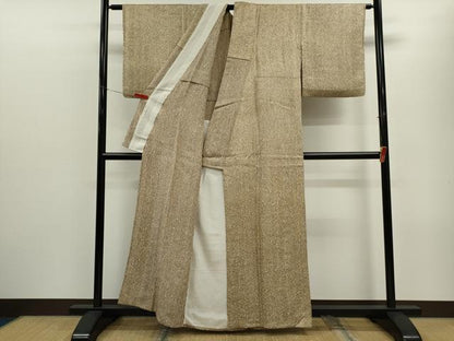 平和屋着物▽名門　藤娘きぬたや・杢目絞り　小紋　単衣　吉祥文　正絹　逸品　CABF3000ze