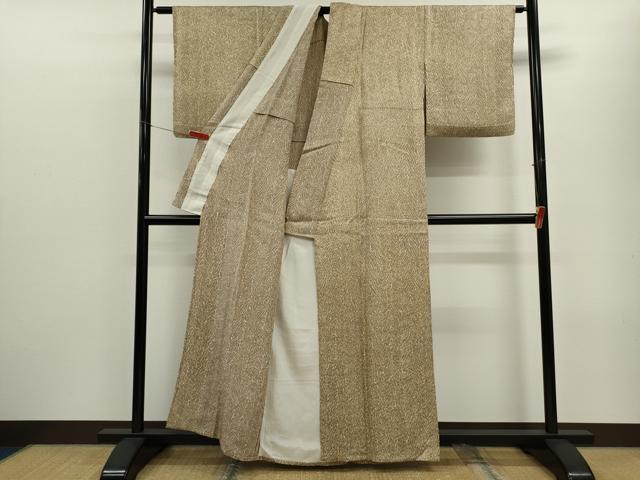 平和屋着物▽名門　藤娘きぬたや・杢目絞り　小紋　単衣　吉祥文　正絹　逸品　CABF3000ze