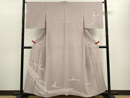 平和屋着物▽訪問着　単衣　作家物　刺繍　舞葉文　金彩　正絹　逸品　CABF3001ze