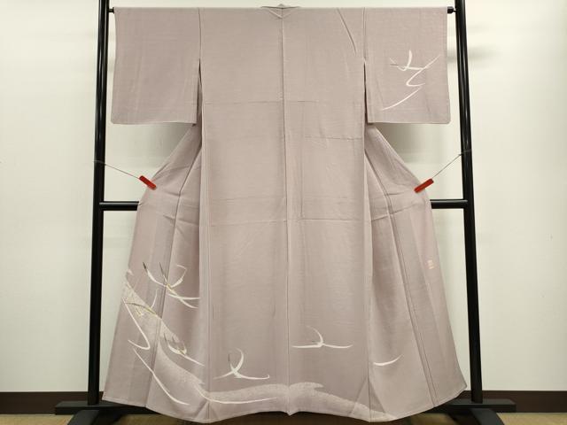 平和屋着物▽訪問着　単衣　作家物　刺繍　舞葉文　金彩　正絹　逸品　CABF3001ze
