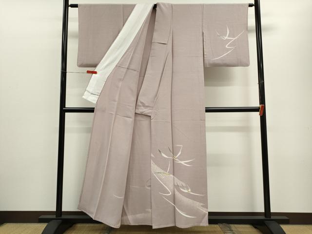 平和屋着物▽訪問着　単衣　作家物　刺繍　舞葉文　金彩　正絹　逸品　CABF3001ze