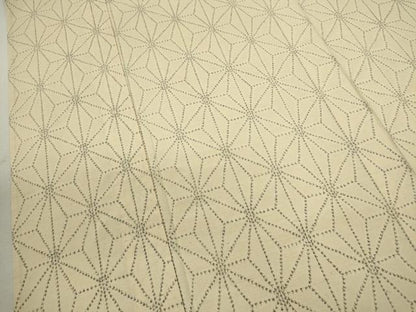 平和屋着物▽上質な紬　単衣　麻の葉文様　正絹　逸品　CABF3004ze