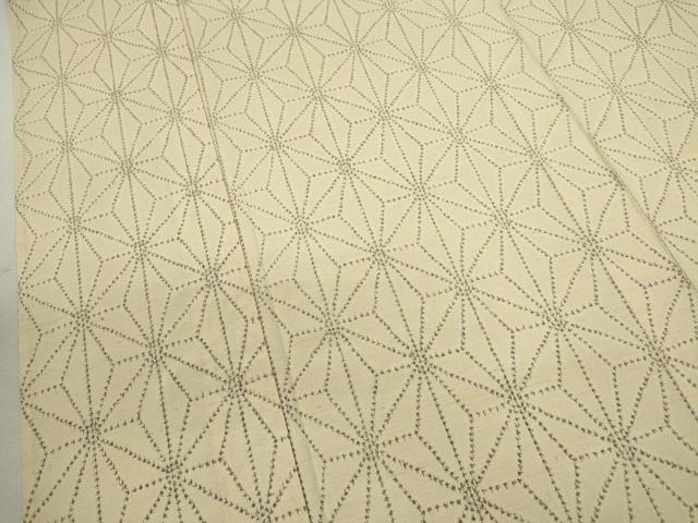 平和屋着物▽上質な紬　単衣　麻の葉文様　正絹　逸品　CABF3004ze