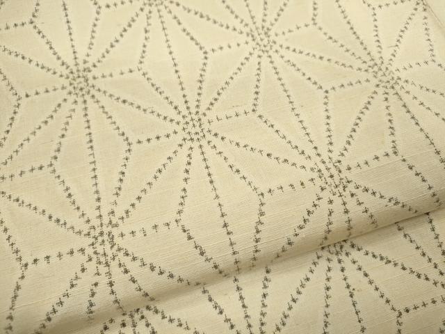 平和屋着物▽上質な紬　単衣　麻の葉文様　正絹　逸品　CABF3004ze