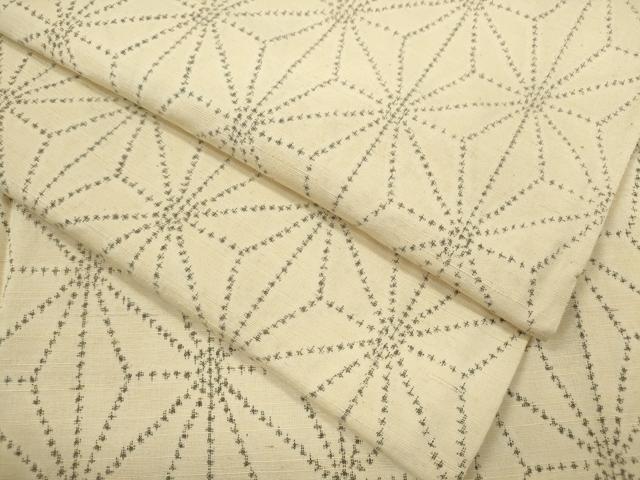 平和屋着物▽上質な紬　単衣　麻の葉文様　正絹　逸品　CABF3004ze