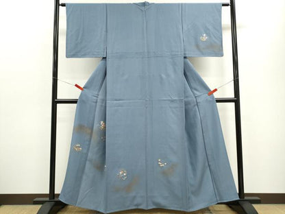 平和屋着物▽訪問着　単衣　刺繍　破れ色紙籬草花文　金彩　正絹　逸品　CABF3006ze