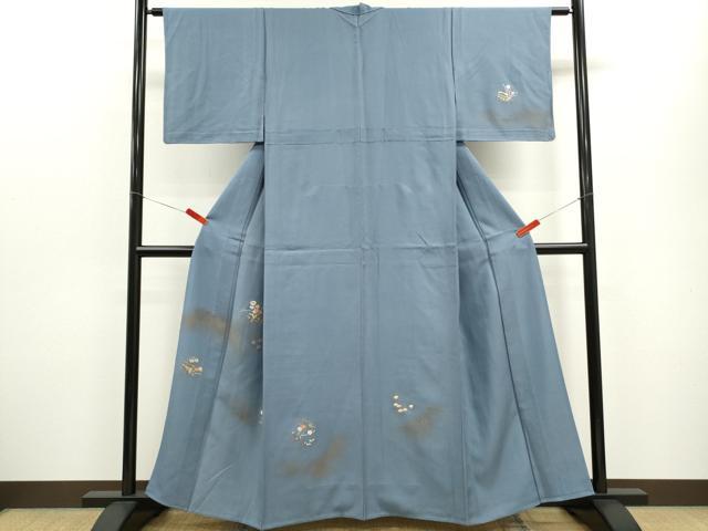 平和屋着物▽訪問着　単衣　刺繍　破れ色紙籬草花文　金彩　正絹　逸品　CABF3006ze
