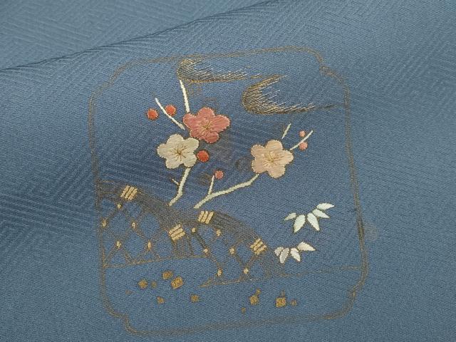 平和屋着物▽訪問着　単衣　刺繍　破れ色紙籬草花文　金彩　正絹　逸品　CABF3006ze