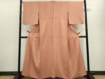 平和屋着物▽上質な小紋　単衣　縞　霞文　正絹　逸品　CABF3008ze