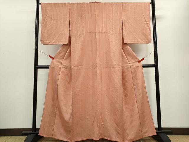 平和屋着物▽上質な小紋　単衣　縞　霞文　正絹　逸品　CABF3008ze