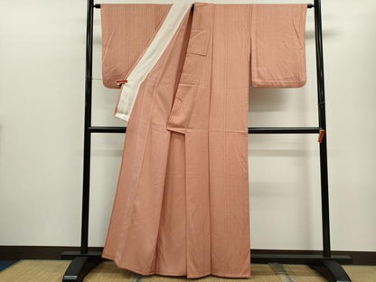 平和屋着物▽上質な小紋　単衣　縞　霞文　正絹　逸品　CABF3008ze
