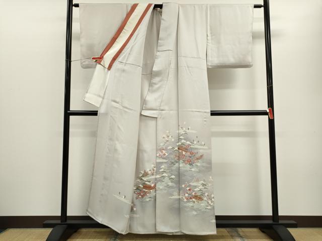 平和屋着物▽豪華色留袖　単衣　松竹梅御所車文　正絹　逸品　CABF3009ze