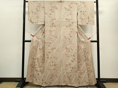 平和屋着物▽上質な小紋　単衣　枝花文　金彩　正絹　逸品　CABF3014ze