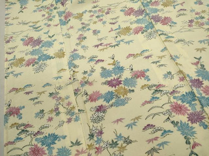 平和屋着物▽上質な小紋　単衣　枝花文　正絹　逸品　CABF3015ze