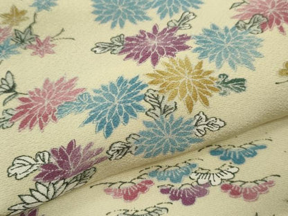 平和屋着物▽上質な小紋　単衣　枝花文　正絹　逸品　CABF3015ze