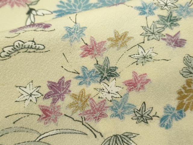 平和屋着物▽上質な小紋　単衣　枝花文　正絹　逸品　CABF3015ze